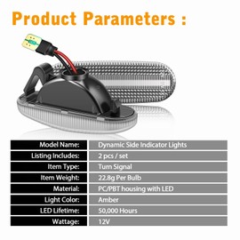 TECTICO Side Indicator Side Marker Light Indicator Light Indicator Compatible with ABARTH Punto Idea(350) Doblo I Cargo(223) Linea Qubo (225) Multipla(186) Stilo Bipper Nemo Musa (350), Pack of 2