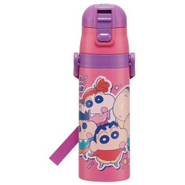 Skater SDC4-A Children's Stainless Steel Water Bottle, Direct Drinking, 16.5 fl oz (470 ml), Children's Friendly Lightweight Type, Crayon Shin-chan, 25 Cold Insulation, Sports Bottle, For Kids