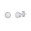 Glanzstücke München Women's Stud Earrings 925 Sterling Silver Rhodium-Plated Opal