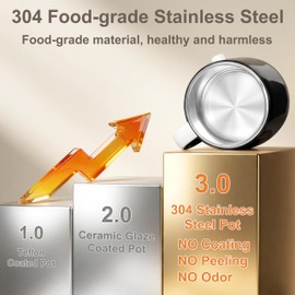 Dezin Hot Pot Electric, Rapid Noodles Cooker, Stainless Steel Electric Pot 1.6 Liter, Perfect for Ramen, Egg, Pasta, Dumpling, Soup, Porridge, Oatmeal with Temperature Control and Keep Warm Function