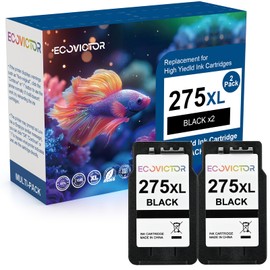 EcoVictor Remanufactured PG-275 Black Ink Cartridge Replacement for Canon 275XL PG275 Cannon PG-275XL PG275XL Black 2 Pack Ink for PIXMA TR4720 TR4700 TR4722 TS3522 TS3722 TS3500 TS3520 TS3700 Printer
