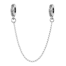 MiiFort Women Cute Clear Crystal Safety Chain Charm for Bracelets Safety Link Charm April Birthday Birthstones