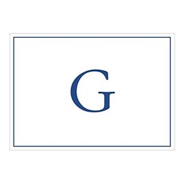 Caspari Navy Embossed Initials Boxed Note Cards in Letter G, 16 Cards & Envelopes