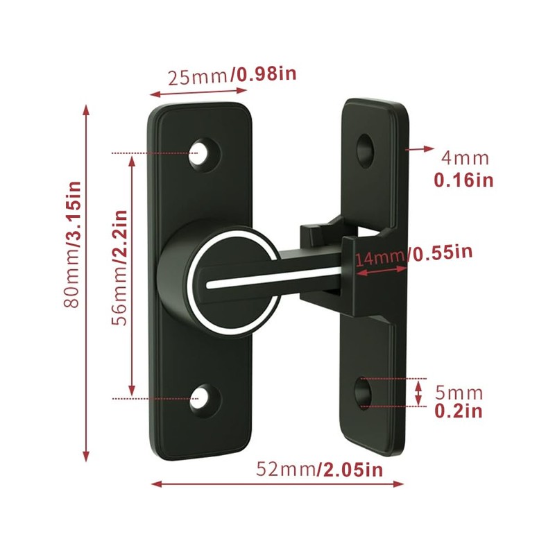 Barn Door Lock, Bolt Latch,Heavy Duty Gate,90 Degree Luminous Sliding
