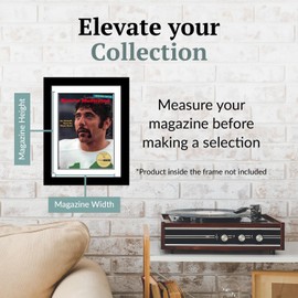 Creative Picture Frames 8.25 x 11 Magazine Frame with Full-Strength Glass, Holds Up To A 1/4" Thick Media with Installed Hangers for Easy Mounting, 11x14 Manhattan Black Frame with White Mat