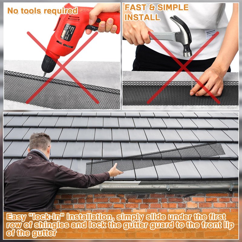 Blulu 25 Pcs Lock in Gutter Guard 6 Inch x