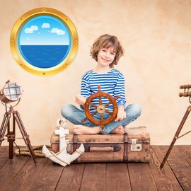 Outus Cruise Ship Porthole Sticks Nautical Peel Stickers for Wall Window Door Room Nautical Party Decorations (4 Pieces)