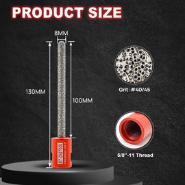 DT-DIATOOL Diamond Mortar Raking Bit for Brick Joints Stone Masonry Granite Diameter 5/16"x4" (8x100mm), 5/8 inch-11 Thread Router Bit