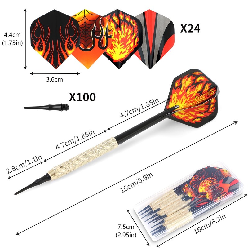 KIKIGOAL 12 Pieces Soft Tip Darts With 24 Pieces Tails