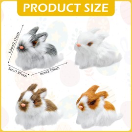 Blueweenly 8 Pack Easter Plush Bunny Set Mini Realistic Cute Rabbits Lifelike Animal Decorations Furry Rabbit Figurine for Easter Home Decor Birthday Gift(Multicolor)