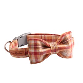 Lionet Paws Dog and Cat Collar with Bowtie Grid Collar Plastic Buckle Light Adjustable Collars for Small Medium Large Dogs