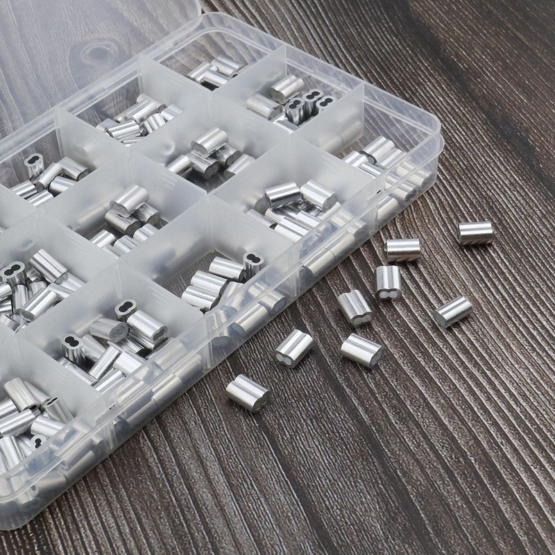 ECSiNG 200pcs Aluminum Sleeves Clips with Double Holes for 1.2