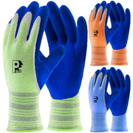 PROGANDA 3 Pairs Superior Grip Colourful Gardening Work Gloves Comfortable Durable for Outdoor Garden Car DIY Multipurpose
