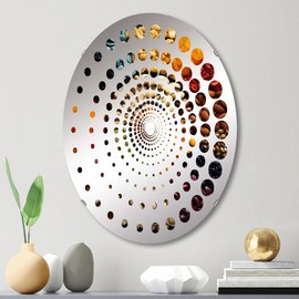 DesignQ Multicolor Palette of Crunchy Nuts I - Nuts Spiral Dot Food & Beverage - 20x30 Inches - Oval Decorative Wall Mirror for Bathroom, Bedroom, Entryway, Living Room, Vanity Room and Modern Décor