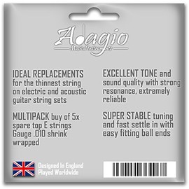 MultiPack Of 5 x 010 Single Guitar Strings For Electric And Acoustic Gauge 10 Spares