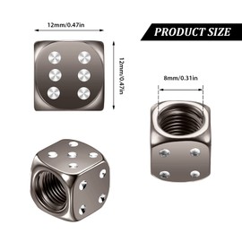 12 Pieces Aluminum Dice Valve Stem Caps Dice Tire Valve Caps Dice Air Valve Stem Covers for Car Bike Bicycle Motorcycle Multicolored Caps, 0.47 Inch