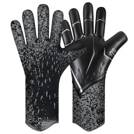 QUICARD Goalkeeper Gloves, Good Grip Football Goalkeeper Gloves in Sizes 6/7/8/9/10, Strong Receiver for Men, Boys, Teenagers, Adults, Children and Small Hands (Black, 9)