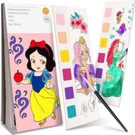 ZHOC Libros de pintura con agua para colorear para niños, juegos de pintura de acuarela sin desorden para niños de 3, 4, 5, 6, 7, 8+, juego de pintura de acuarela para artes y manualidades, regalo para niños y niñas, princesa
