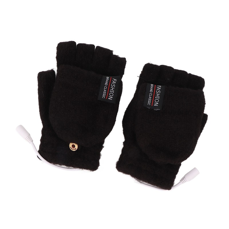 USB Heated Gloves Electric Half Hands Double Sided Heating Warm