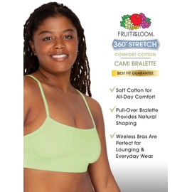 Fruit of the Loom Women's Spaghetti Strap Cotton Sports Bra-All-Day Comfort, Lentil/Aruba Blue/Dutch Blue