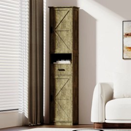 Tall Bathroom Storage Cabinet with 2 Barn Doors and 1 Drawer, Narrow Storage Unit, Adjustable Shelves,Floor Cabinet for Bathroomcolor: Grey, size: standard