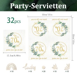 Servietten 70 Geburtstag,32 Stück Geburtstags Servietten 'Schön Dass Du Da Bist mit Konfetti,3-Lagig Happy Birthday Servietten für 70 Geburtstag Deko Party Mann Frau