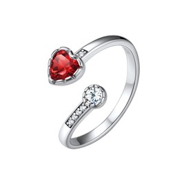 Silver Rings for Women Birthstone Ring Heart Ring Sterling Silver Adjustable Ring Thumb Ring Garnet Ring Ladies Rings