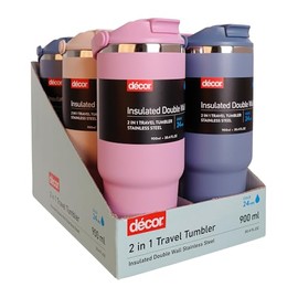 Decor 2-in-1 Double Wall Stainless Steel Travel Tumbler, 900 ml Capacity