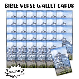 Matthew 7:7-8 Prayer Wallet Card 30pk 2x3.5” Ask, Seek, Knock, Bulk Hand Out Encouragement Bible Verse Scripture Take With You Mountains