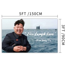 Kim Jong Un Live Love Laugh Flag ，3x5 Feet Flag Funny Poster Durable Man Cave Wall Flag with Brass Grommets This beautiful entertaining banner flag for College Dorm Room Decor, events, festivals..