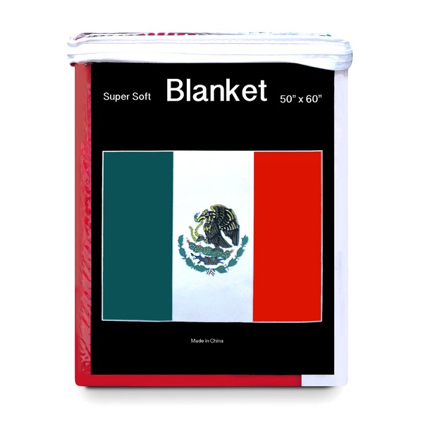 Mexico Flag Fleece Blanket NEW 5 ft x 4.2 ft. Mexican Bandera Cobija Throw Cover