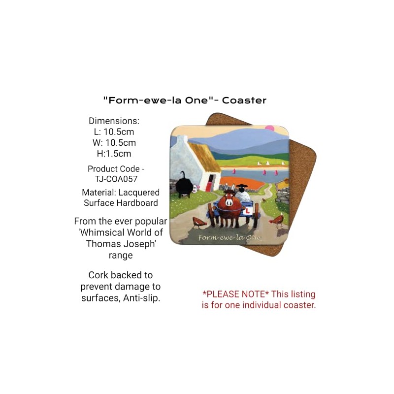 Form-ewe-la One Coaster by Thomas Joseph - Funny Sheep