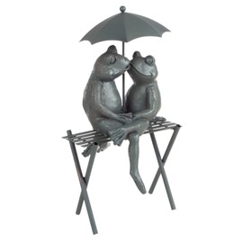 Pure Garden Frog Couple Statue-Resin Romantic Animal Figurine for Outdoor Law...
