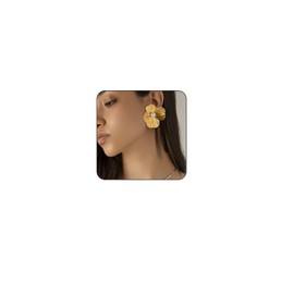 Gold Statement Flower Earrings,Chunky Punk Flower Bunch Dangle Earrings Ginkgo Biloba Leaf Tassel Earrings Large Metal Flower Drop Earrings Bohemian Layered Petal Floral Earrings Jewelry for Women (C)