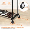 Fishat Stand Portable Black Double Rods Garment Rack with Rolling