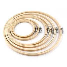 Piutouyar 6 Pieces 4 Inch to 10 Inch Embroidery Hoops Set, Bamboo Round Cross Stitch Hoop Rings, Adjustable Circle Embroidery Frames for Art Craft Handy Sewing, DIY Embroidery Craft, Decoration