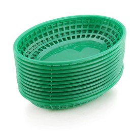 New Star Foodservice 44126 Fast Food Baskets, 9 1/4-Inch x 6-Inch Oval, Set of 12, Green