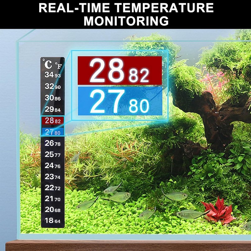 4PCS Fish Tank Thermometer Tropical - LCD Stick-On Temperature Strips