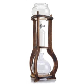 Nispira Iced Coffee Dripper Cold Brew Drip Tower Coffee Maker Wooden 6-8 Cup