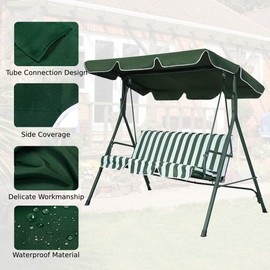 CASART 2 & 3 Seater Garden Swing Top Cover, Outdoor Patio Balcony Hammock Chair Canopy Roof Replacement (Green, 168 x 114cm)