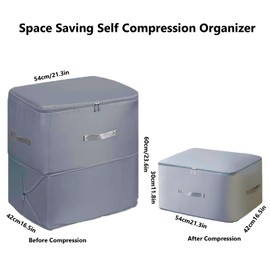 54 x 42 x 60 cm Self Compression Storage Bags with Zippers, Ultra Space Saving Self Compression Organizer Bags, Extra Large Compression Bags For Storage, Duvet Clothes Blanket (Pink)