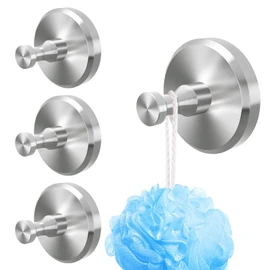 SUPRROW Pack of 4 Towel Holders, No Drilling, Suction Cup Hooks, Bathroom Towel Hooks, Suction Cup, Reusable Round Suction Hooks, Extra Strong, for Bathroom and Kitchen
