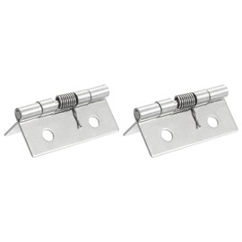 sourcing map 2Pcs Spring Hinge, 3.5" Length 304 Stainless Steel Spring Loaded Hinges, Self-Closing Cabinet Hinges for Left and Right Hand Doors Cabinet Closet DIY Hardware, Silver (Interior)