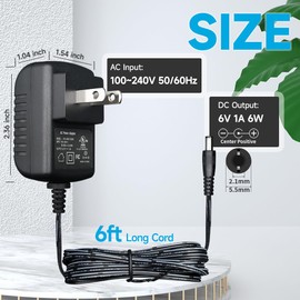 6V 1A Power Supply Adapter with 3 Tips, AC Adapter for Omron Arm Blood Pressure Monitor 5/7/10 Series, Power Supply Charge Cord Replacement for Hem-ADPTW5 and More 6V Devices (UL Listed, 6ft)