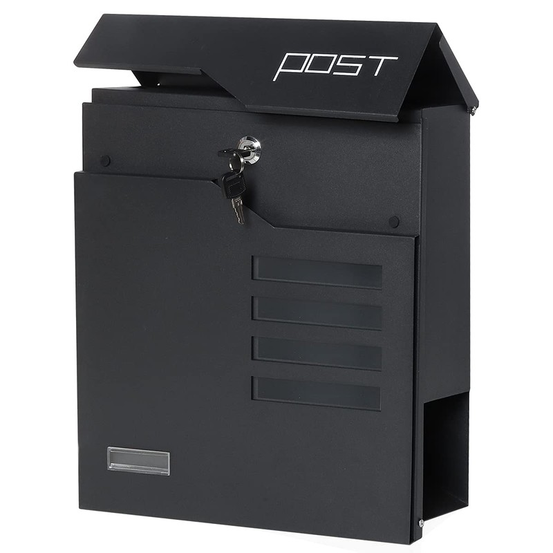 Parrency Metal Mailbox Wall Mount, Locking Mailbox with Key Lock,