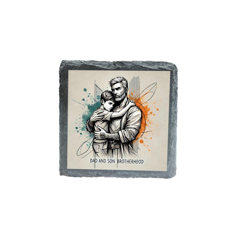 Father & Son Brotherhood – Sentimental Slate Coaster for Dads