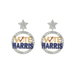 Madison Tyler Hypoallergenic Earrings | Dangle Earring | Silver Earrings for Women | Americana Vote Earrings | Drop Earring for Women Trendy | Patriotic Earrings Jewelry Gifts, Zinc, crystal