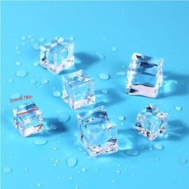 BOSOIRSOU 520 pcs Fake Acrylic Ice Cubes, 2cm Artificial Decorative Acrylic Ice Rocks Diamond Crystals Treasure Crushed Gems for Novelty Photography Prop Vase Fillers Table Scatter Home Decors