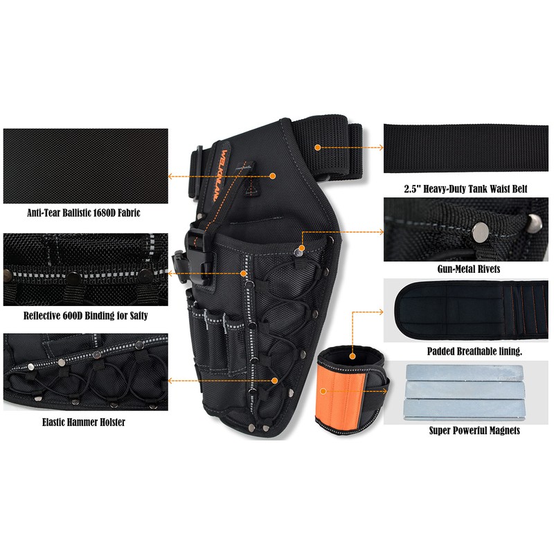 3-In1 Drill Holster Set w/Strong Magnetic Wristband & Solid 2