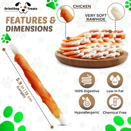 Soft Chicken Wrapped Dog Chews Rawhide 500g Pack - Chewy Chicken Twists - Rawhide Chews by Dried Dog Treats